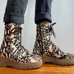 Free People calf hair lace up boots